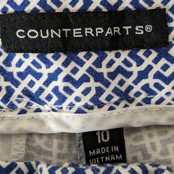 Women's COUNTERPARTS Blue/White, Front Zip, Casual Mid-Rise Pants; Size 10 - Picture 3 of 5